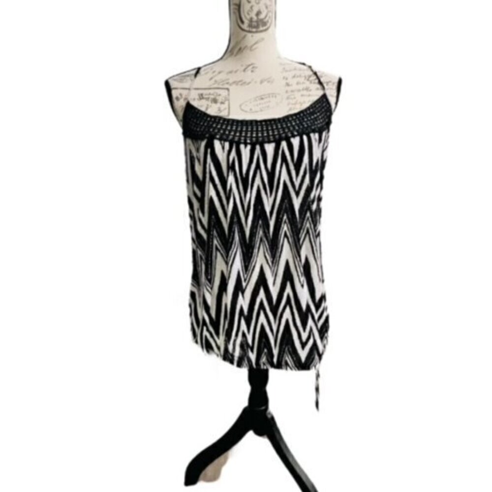 SALE!! 2 for $15‎ RUE 21 Halter Blouson Top Crochet  Bow Large Boho Black White